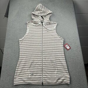 Kimes Sheena Sleeveless Gray Full Zip Hood Women’s Top Vest Size XL
